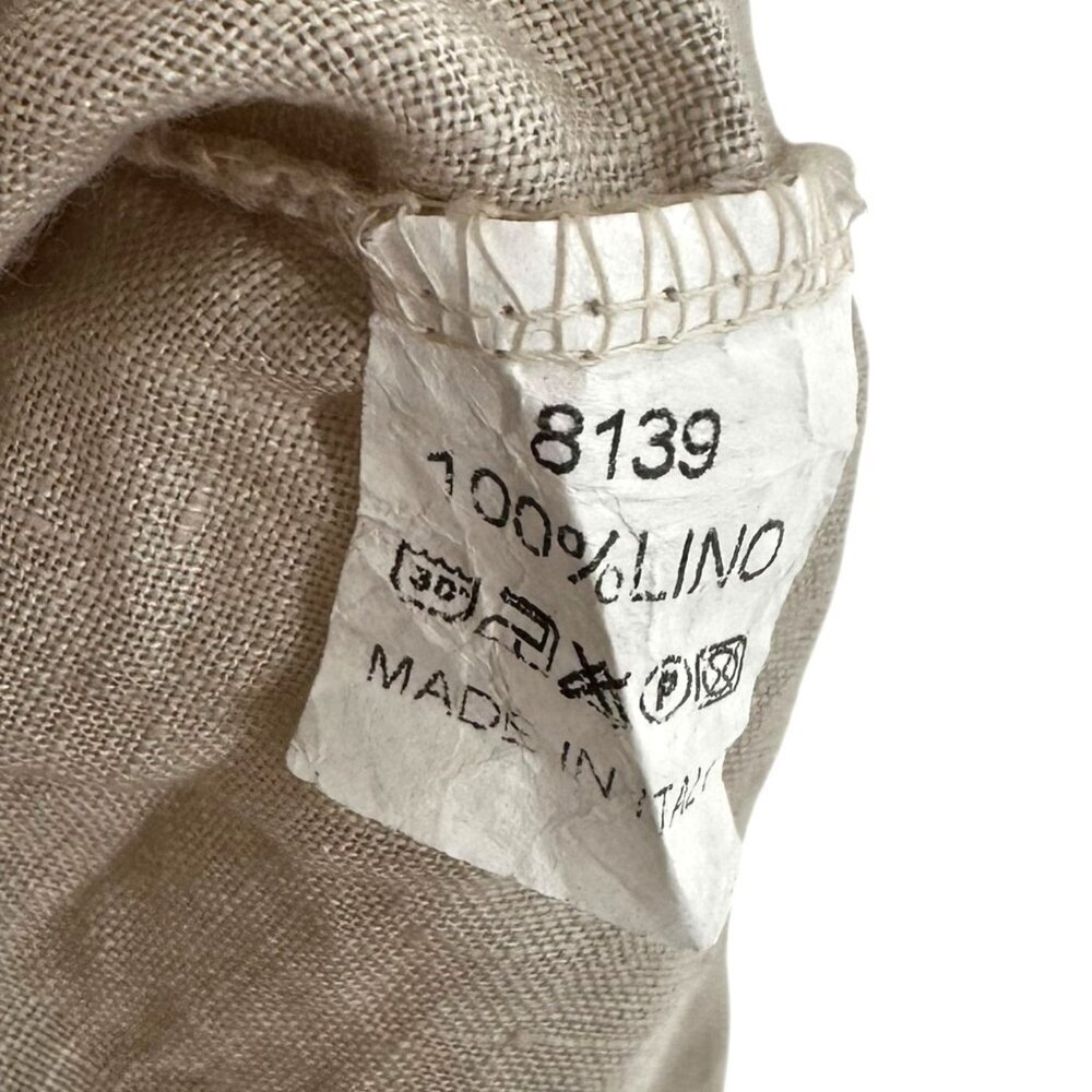 Meo Meli Italy Oatmeal 100% Linen Tiered Shirt Dress OS One Size - Picture 5 of 6